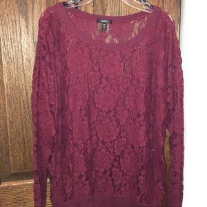 Burgundy lace sweater